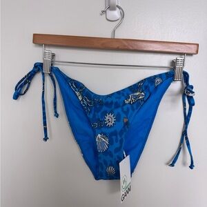NWT Ganni Blue Seashell Print Tie-Side Bikini Bottoms